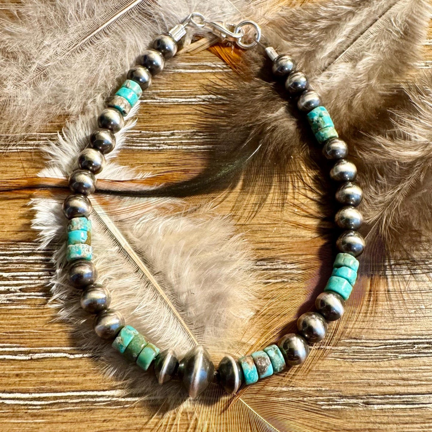 Sterling Silver Navajo Pearl & Turquoise Bracelet – Southwest Bohemian Jewelry