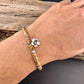 Picture Jasper Bracelet with Sterling Silver Flower Charm - Stackable Boho Gemstone Jewelry