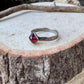 Unique Handcrafted Sterling Silver Garnet Ring • Embossed Band Design