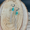 Turquoise Sterling Silver Lever back Hook Earrings: Kingman Huggie Hoop Chain Earrings