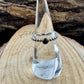 Sterling Silver Black Onyx Cabochon Ring | Minimalist Beaded Wire Stackable Band