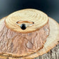Handcrafted Embossed Brass Ring with Black Onyx or Turquoise Cabochon