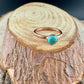Handcrafted Embossed Brass Ring with Black Onyx or Turquoise Cabochon
