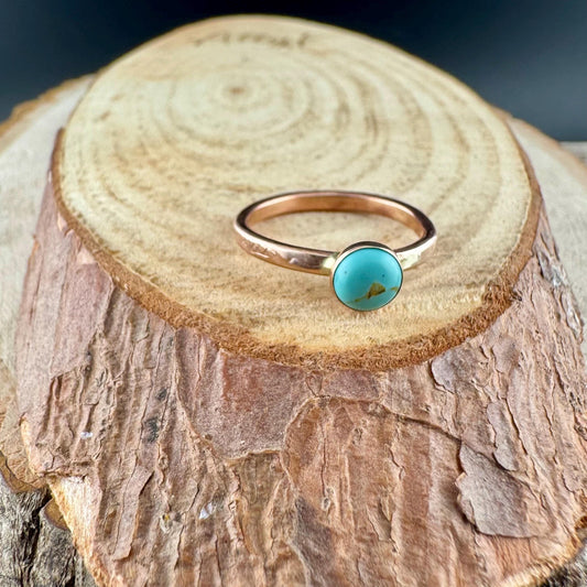 Handcrafted Embossed Brass Ring with Black Onyx or Turquoise Cabochon