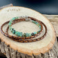 African Turquoise Multi Wrap Bracelet | Braided Leather & Sterling Silver Cuff | Unisex Design