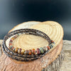 Picasso Jasper Braided Leather Multi Wrap Bracelet - Unisex Sterling Silver Cuff