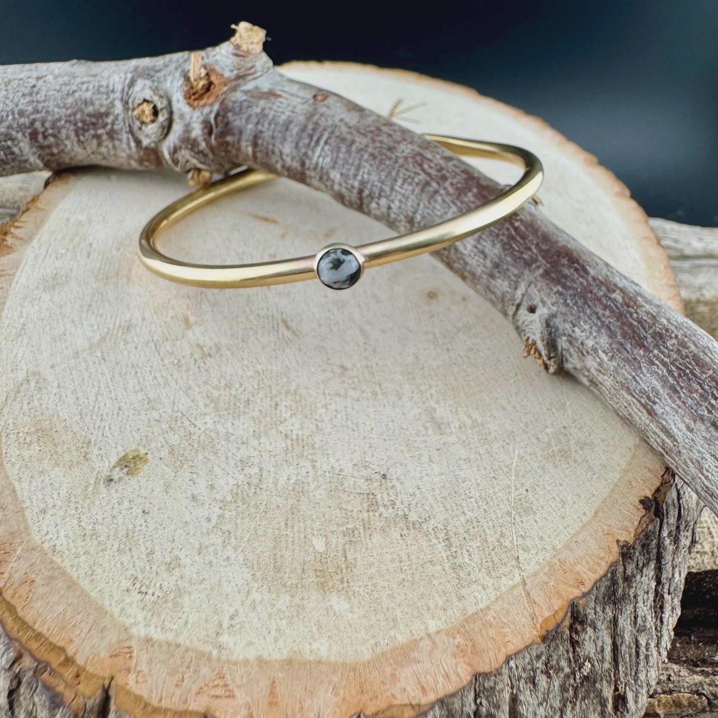 White Buffalo Turquoise Bezel Brass Bracelet – Handmade Adjustable Cuff Jewelry