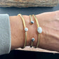 White Buffalo Turquoise Bezel Brass Bracelet – Handmade Adjustable Cuff Jewelry