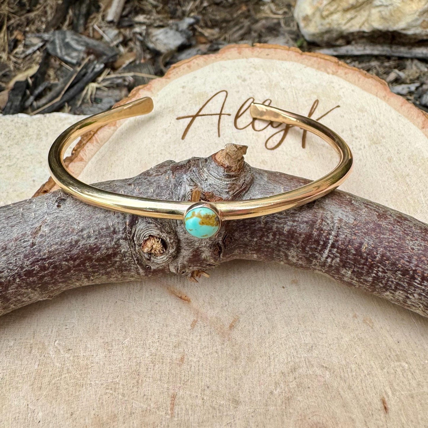 Rustic Brass Cuff Set with Kingman Turquoise • Handcrafted 3-Piece Bracelet Collection