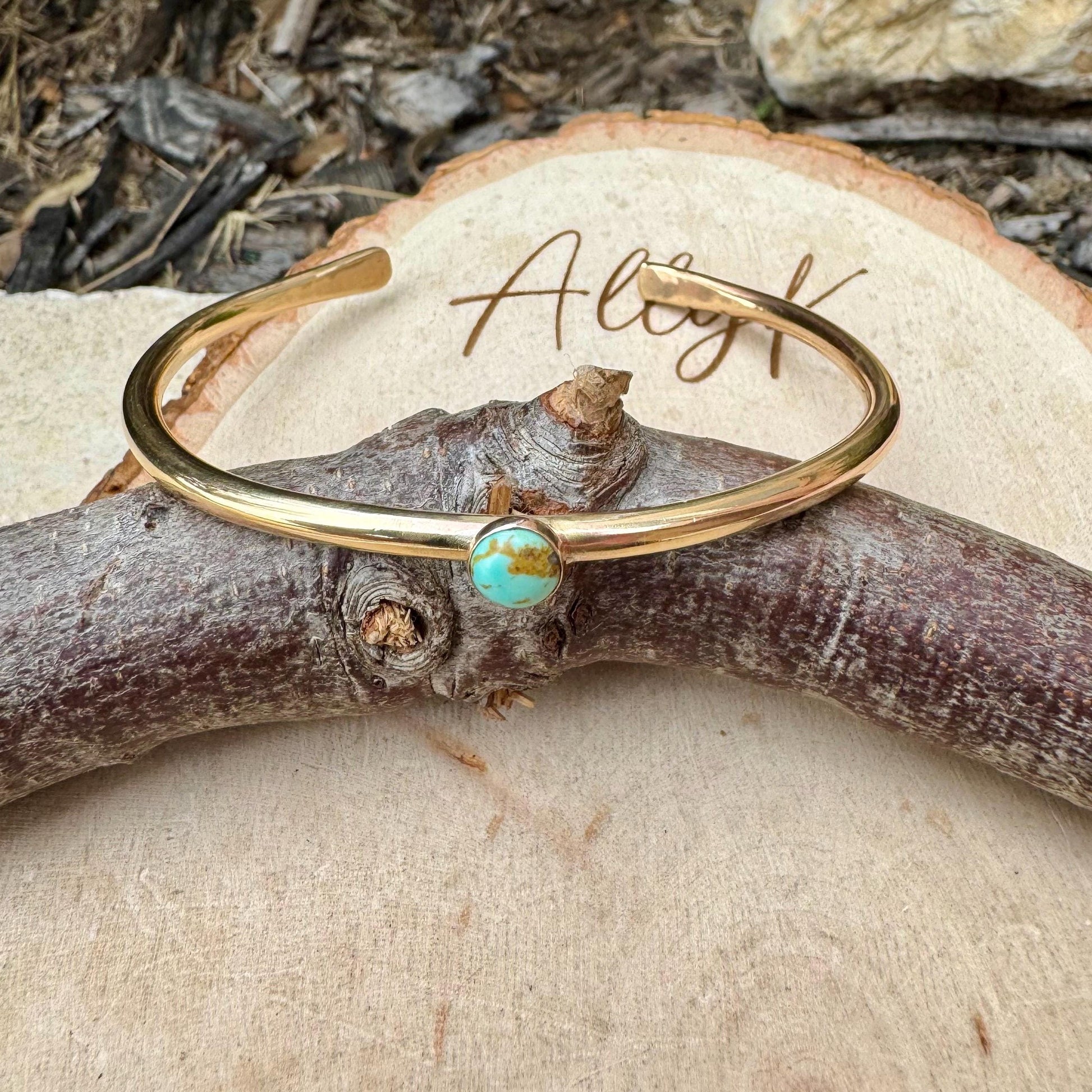 Rustic Brass Cuff Set with Kingman Turquoise • Handcrafted 3-Piece Bracelet Collection