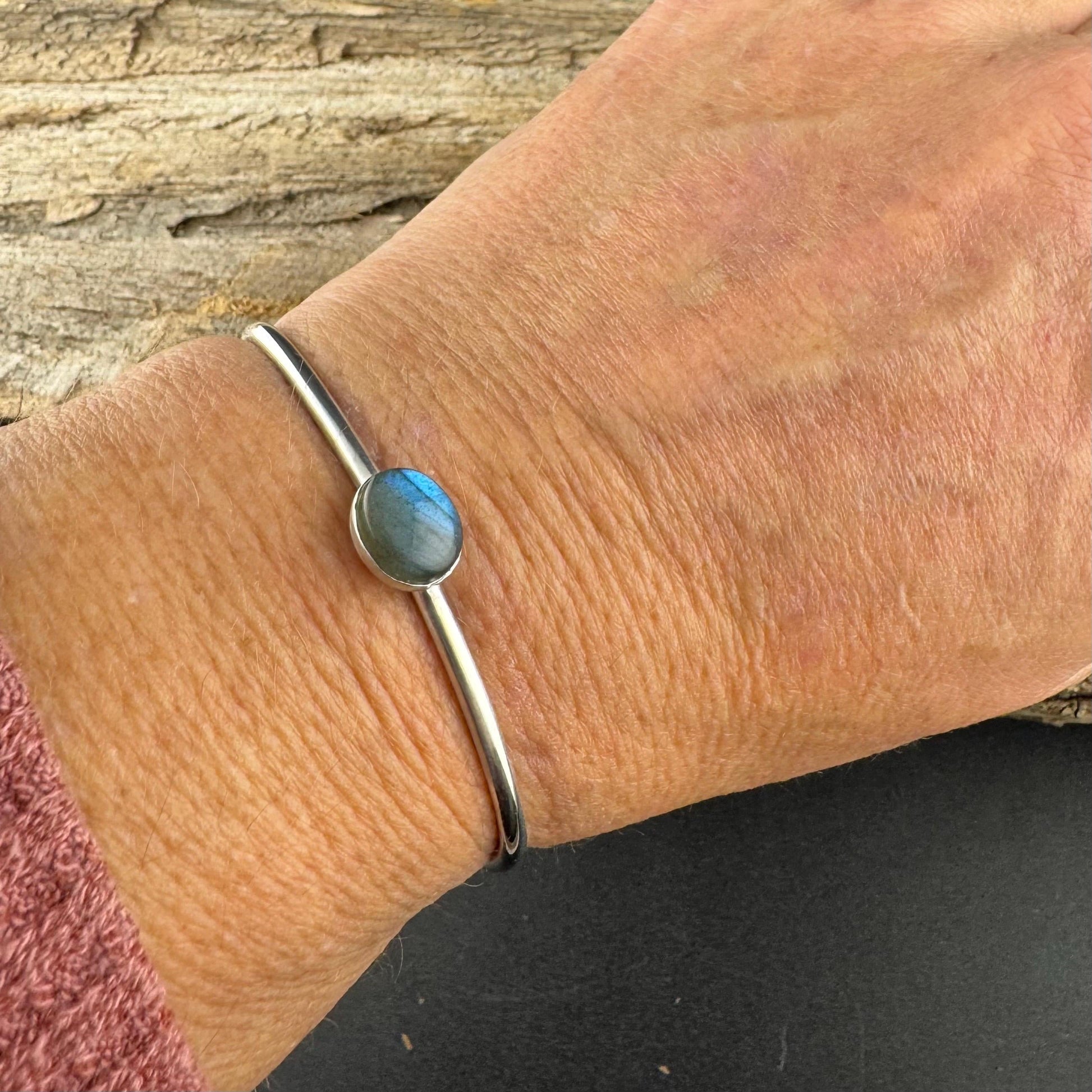 Blue Labradorite Cuff Bracelet – Handcrafted Adjustable Sterling Silver Jewelry