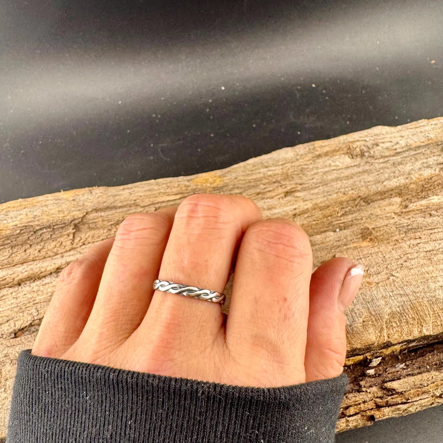 Sterling Silver Trinity Twist Ring • Rope Pattern Band • Handmade Elegance