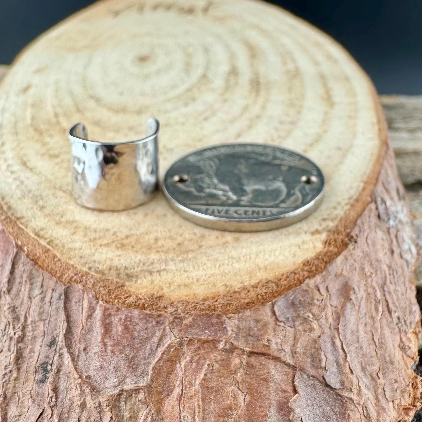 Sterling Silver Hammered Ear Cuff | Wide Conch Band | No-Piercing Earring