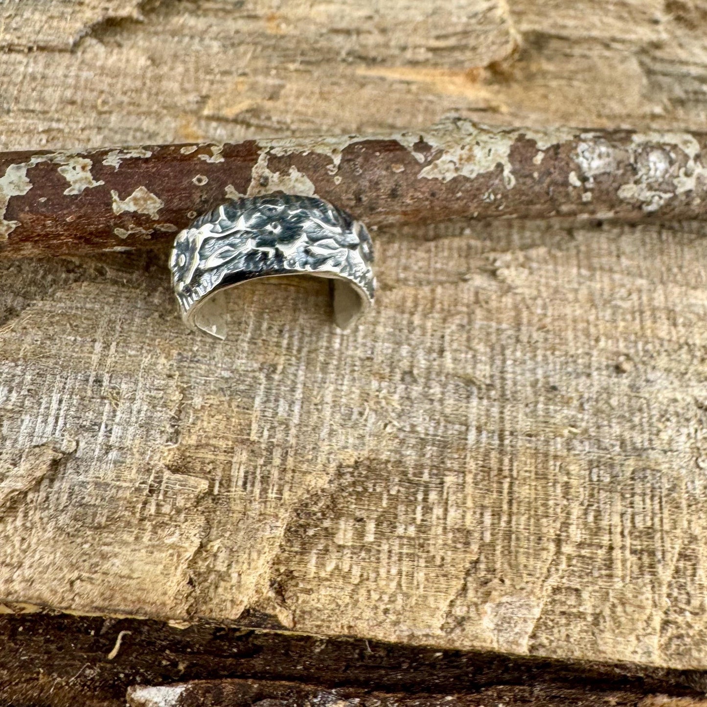 Sterling Silver Floral Ear Cuff | Wide Conch Band | No-Piercing Earring