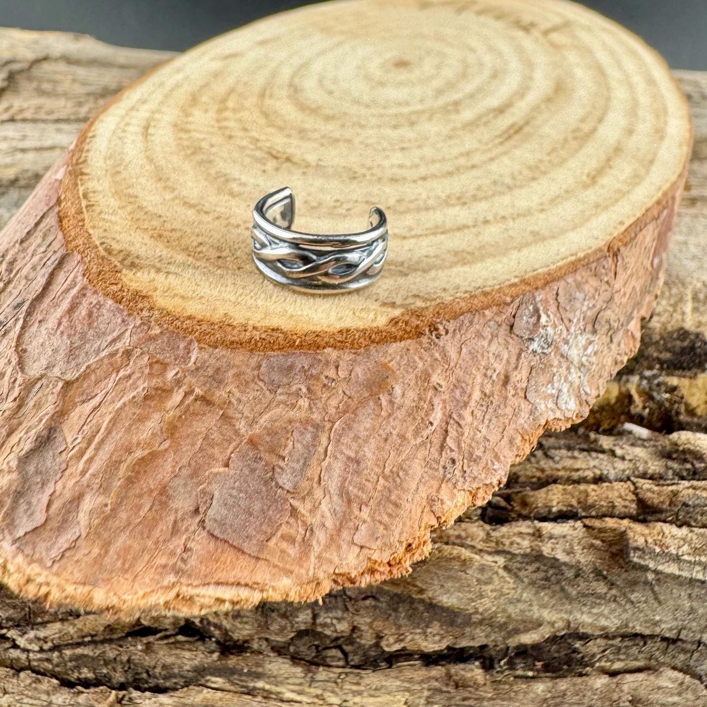 Sterling Silver Trinity Twist Ear Cuff | Wide Conch Band | No-Piercing Earring