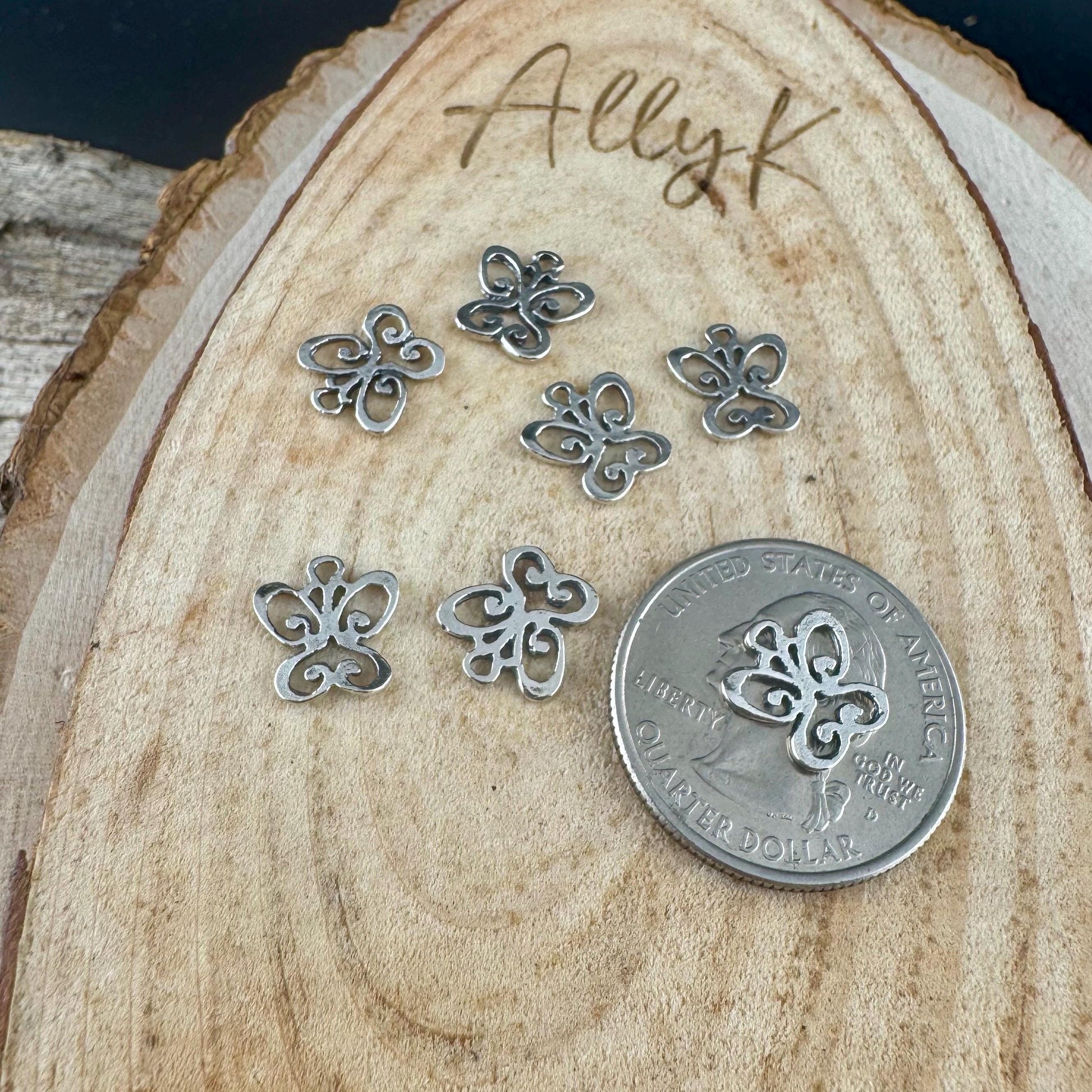 Sterling Silver Butterfly Charms - 10mm for Crafting & Jewelry Making