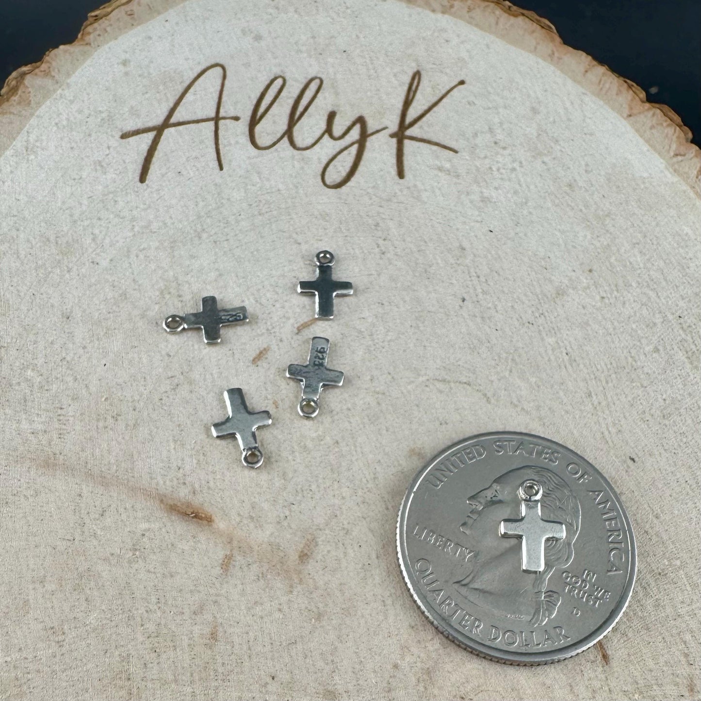 Sterling Silver Tiny Cross Charms - 10mm for Crafting & Jewelry Making