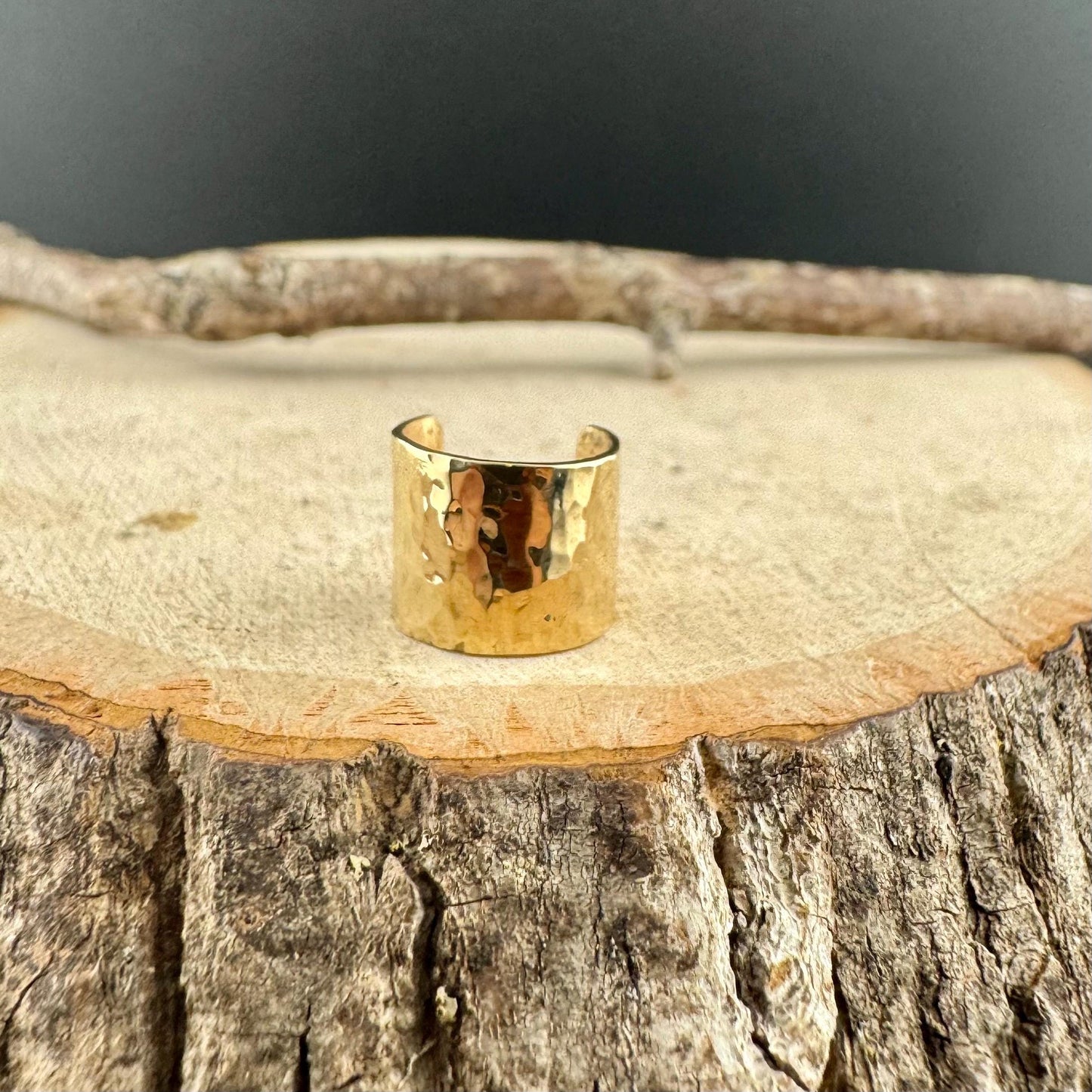 Brass Hammered Ear Cuff | Wide Conch Band | No-Piercing Earring