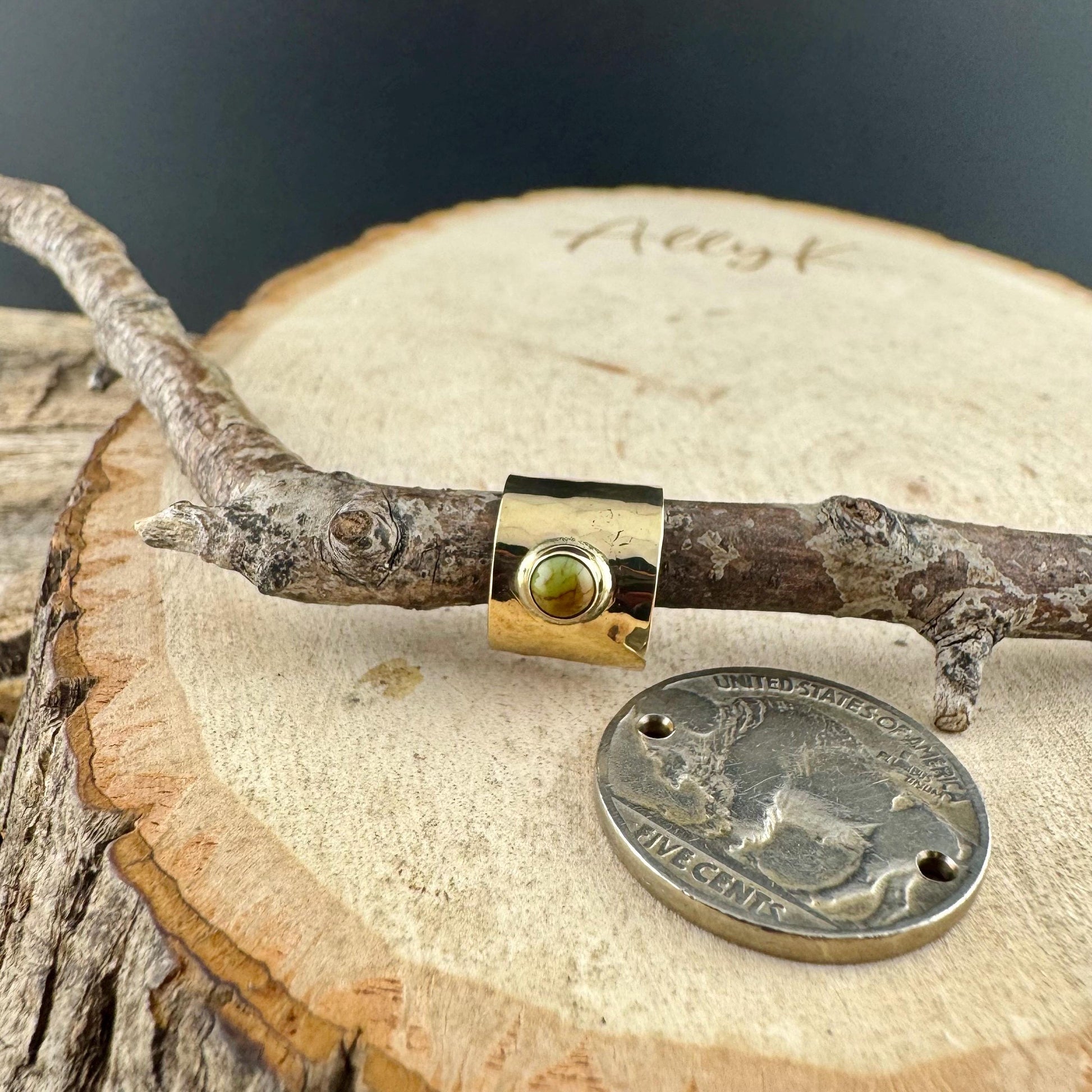 Brass Turquoise Ear Cuff | Wide Conch Band | No-Piercing Earring