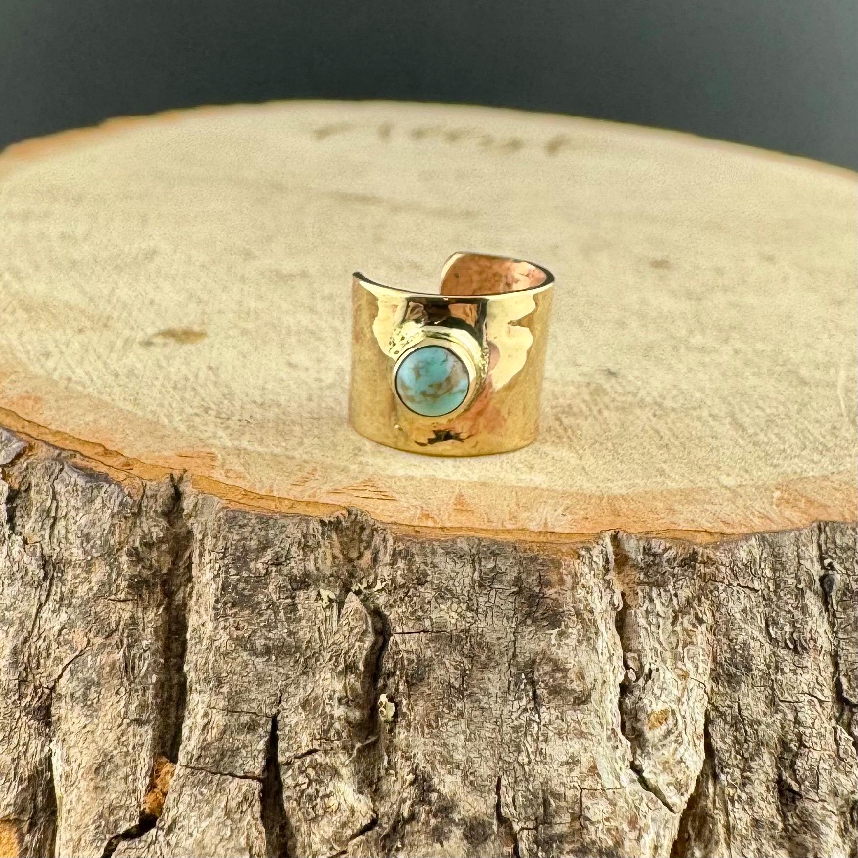 Turquoise Brass Ear Cuff | Wide Conch Band | No-Piercing Earring