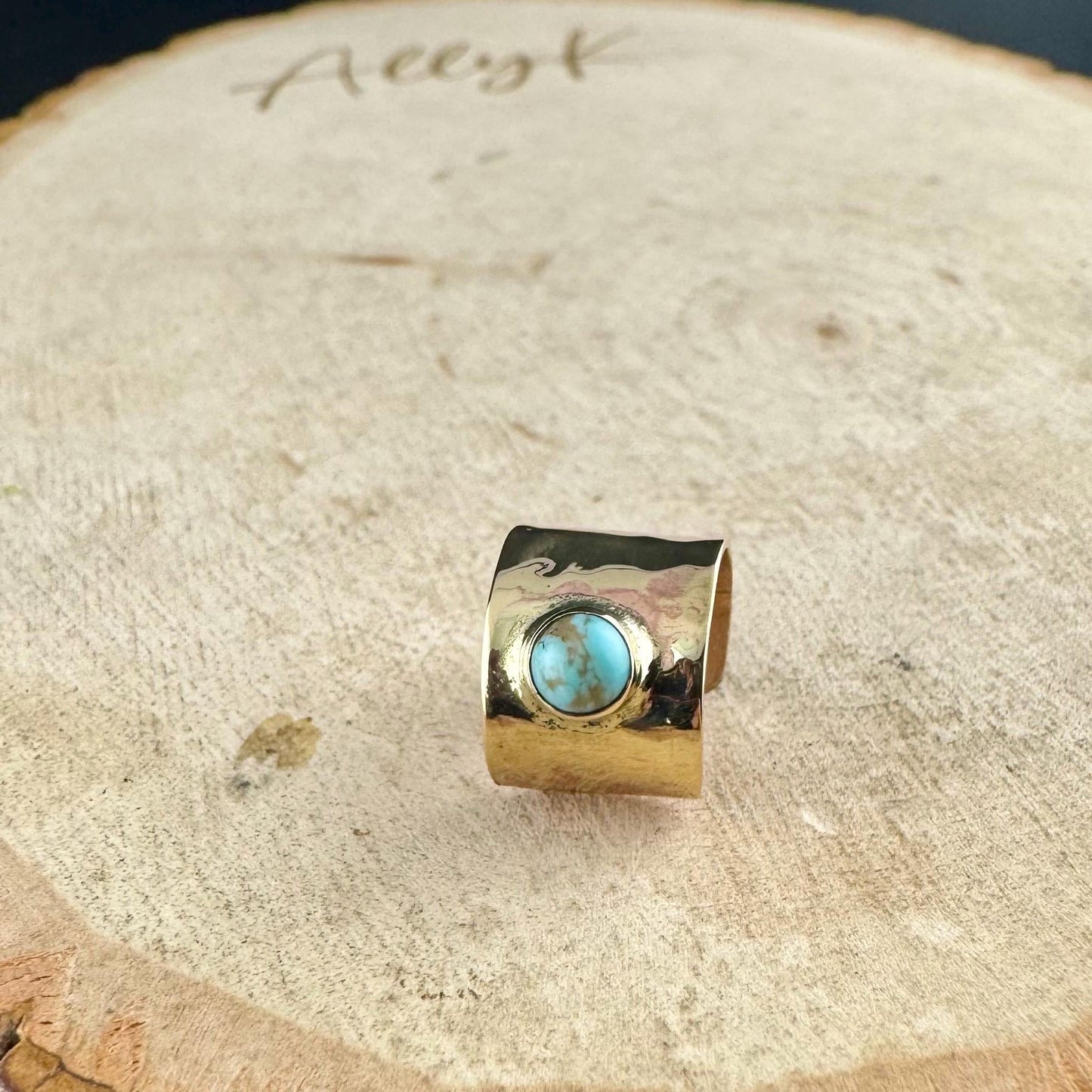 Turquoise Brass Ear Cuff | Wide Conch Band | No-Piercing Earring