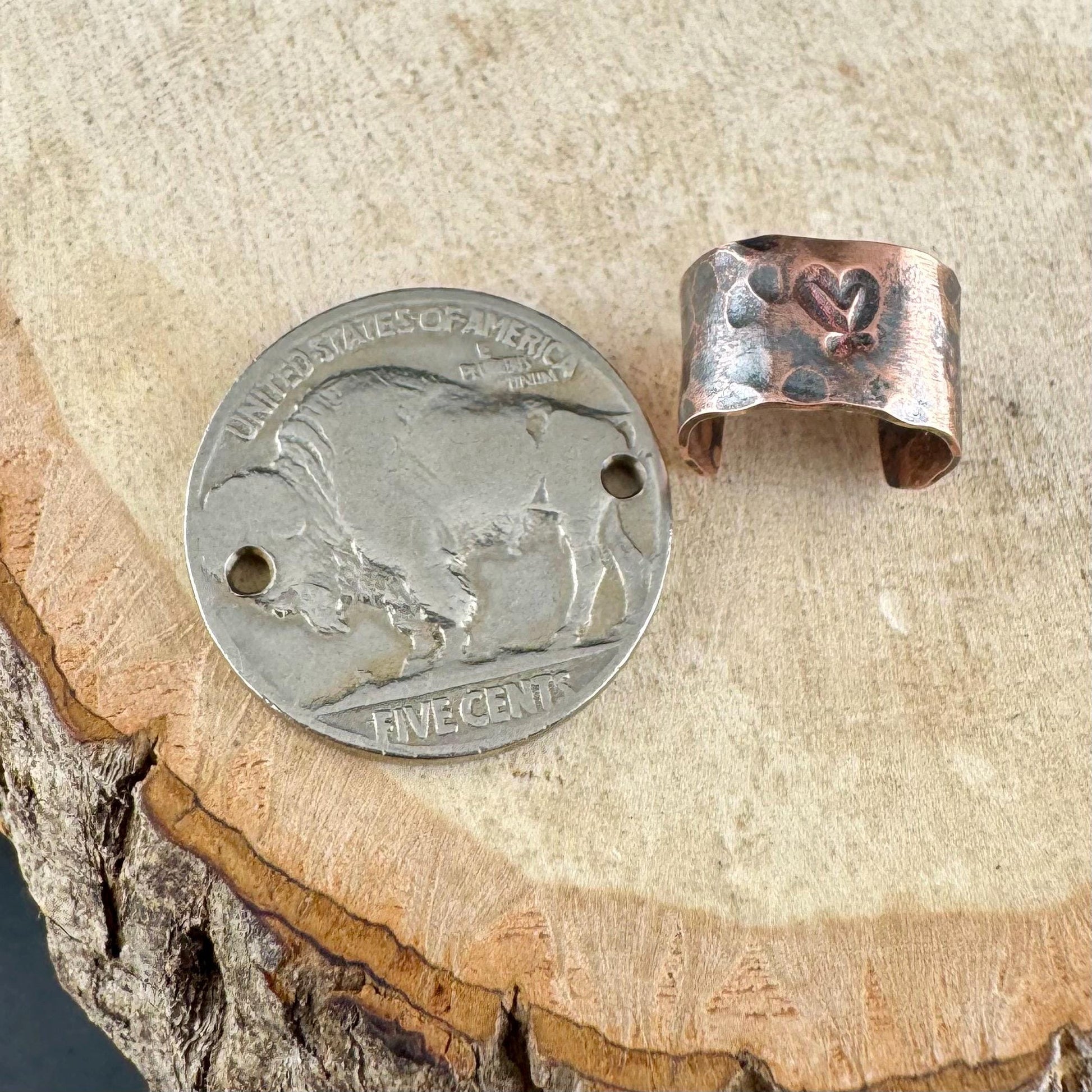 Copper Hammered Heart Ear Cuff | Wide Conch Band | No-Piercing Earring