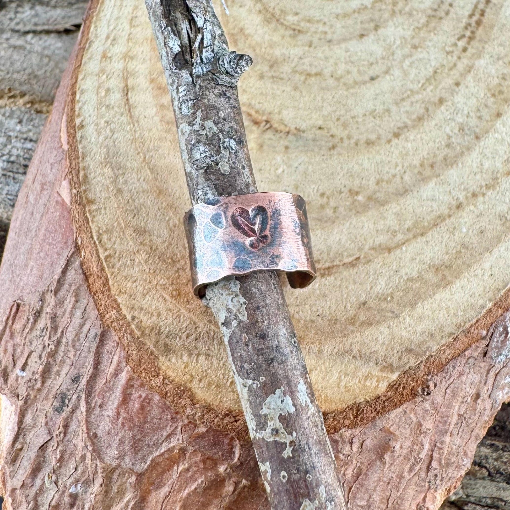 Copper Hammered Heart Ear Cuff | Wide Conch Band | No-Piercing Earring