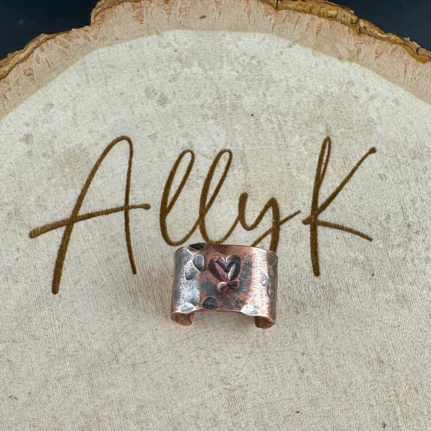 Copper Hammered Heart Ear Cuff | Wide Conch Band | No-Piercing Earring
