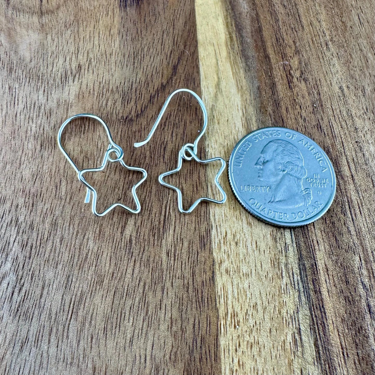 Sterling Silver Star Dangle Earrings • Minimalist Hand‑Forged Star Jewelry