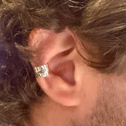 Sterling Silver Zia Symbol Ear Cuff | Indian Design Wide Conch No-Piercing Earring
