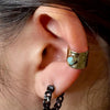 4mm Genuine Turquoise Brass Ear Cuff | Wide Conch Band | No-Piercing Earring