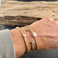 White Buffalo Turquoise Bezel Brass Bracelet – Handmade Adjustable Cuff Jewelry