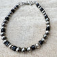 Unisex Onyx & Hematite Bracelet • Sterling Silver Desert Pearls • Modern Southwestern