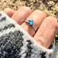 Sterling Silver Rectangle Band Ring with Blue-Fire Labradorite • 6mm Cabochon