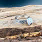 White Buffalo Ring • Southwest Sterling Silver Textured Band • 8×10 Oval Cabochon