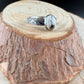 White Buffalo Ring • Southwest Sterling Silver Textured Band • 8×10 Oval Cabochon