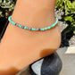 Turquoise & Navajo Pearl Sterling Silver Anklet | Dainty Boho Southwest Ankle Bracelet