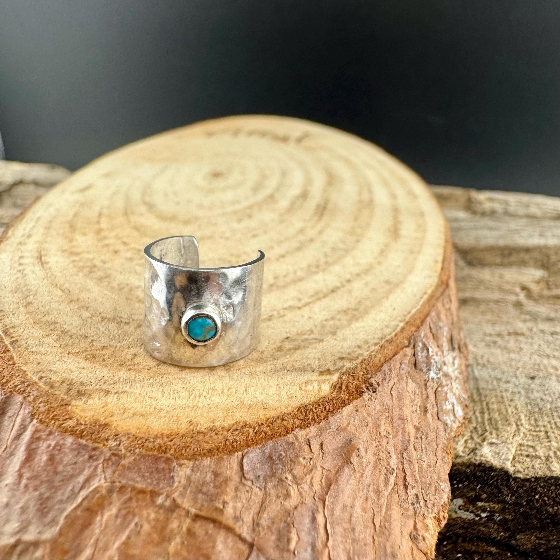 Turquoise Sterling Silver Ear Cuff | Wide Conch Band | No-Piercing Earring