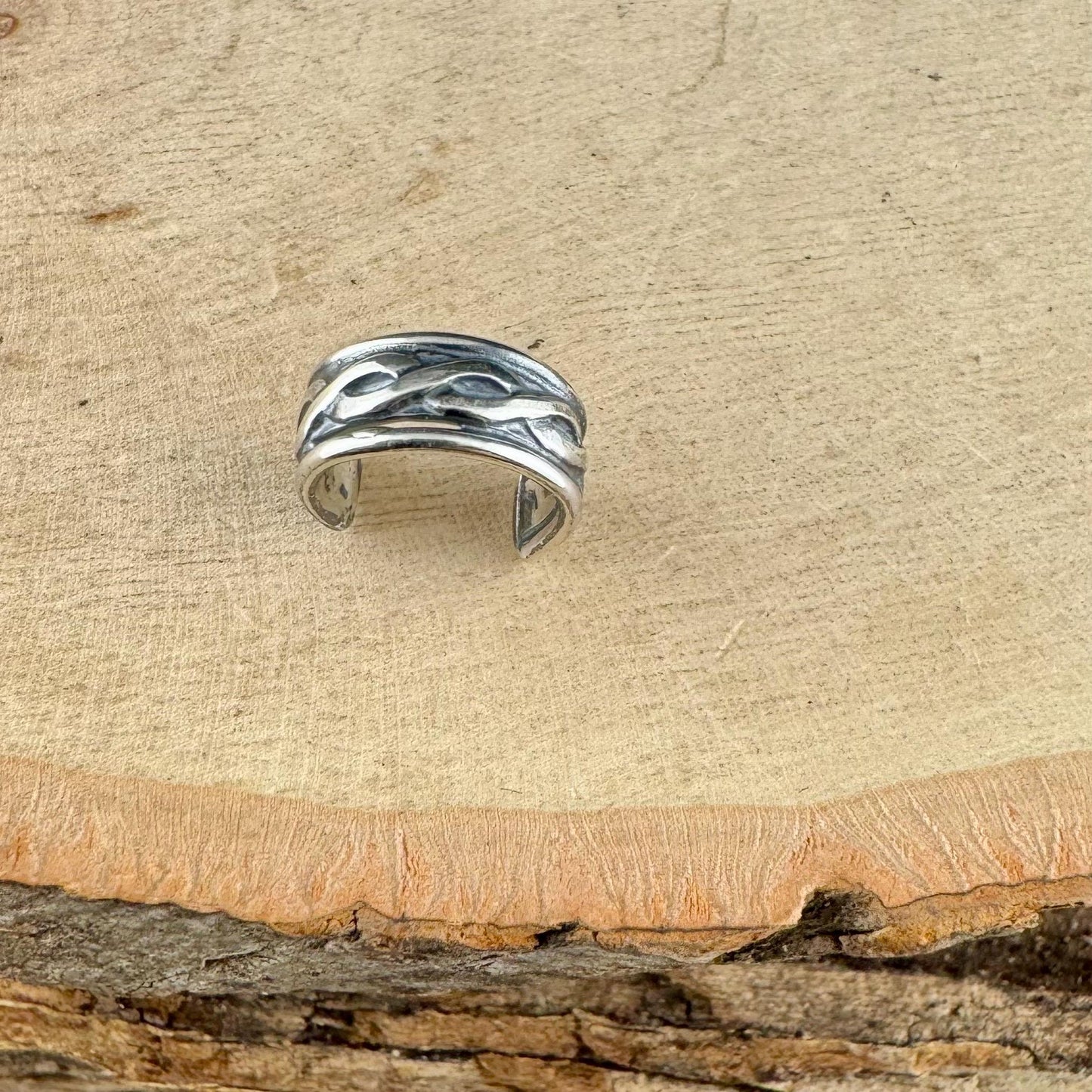 Sterling Silver Trinity Twist Ear Cuff | Wide Conch Band | No-Piercing Earring