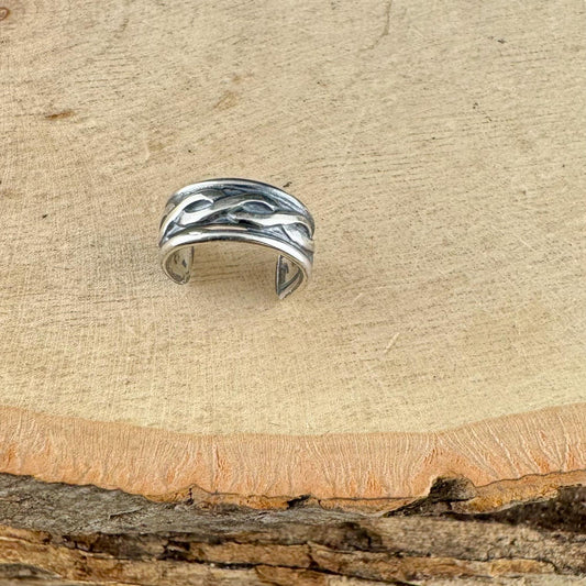 Sterling Silver Trinity Twist Ear Cuff | Wide Conch Band | No-Piercing Earring