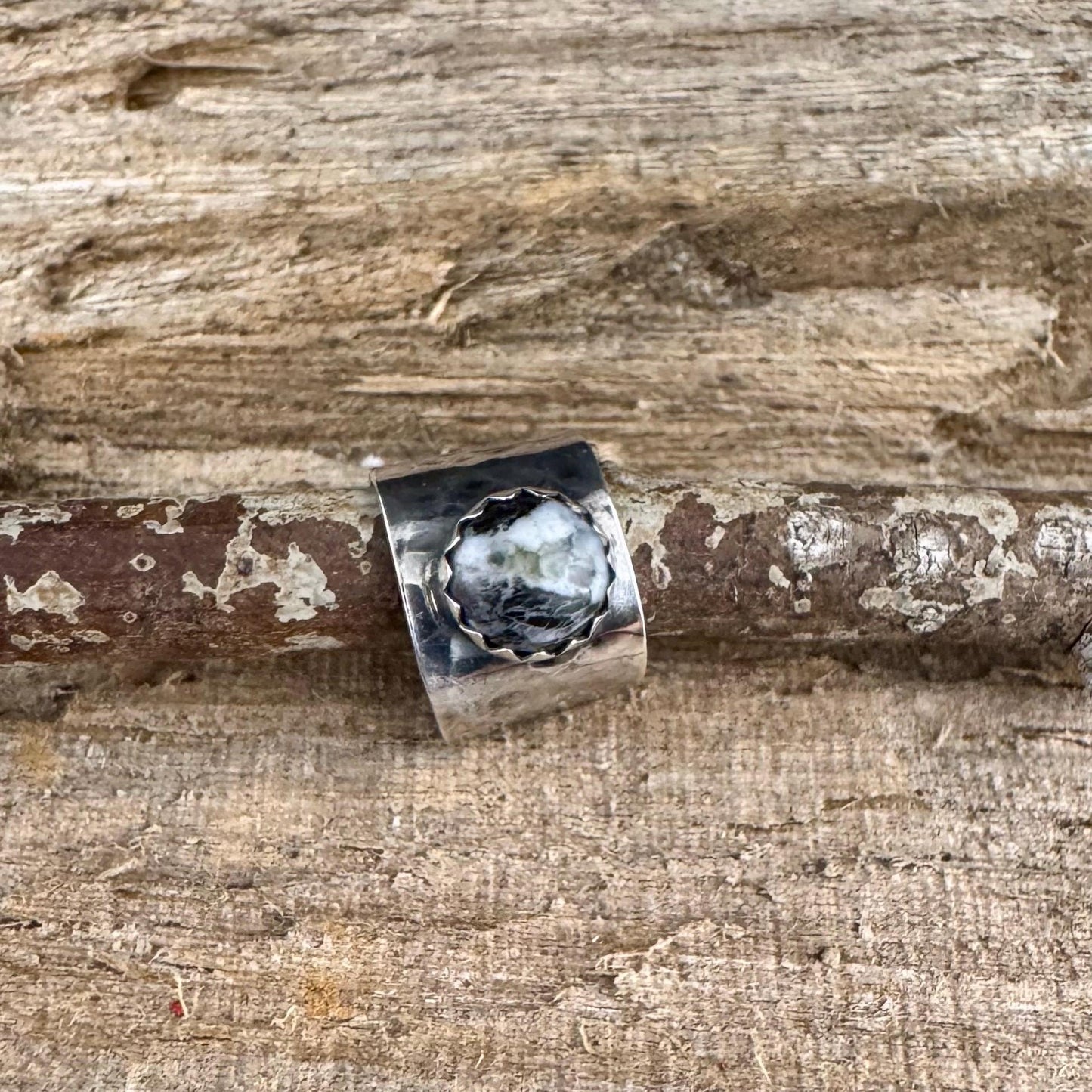 Sterling Silver White Buffalo Ear Cuff | Wide Conch Band | No-Piercing Earring