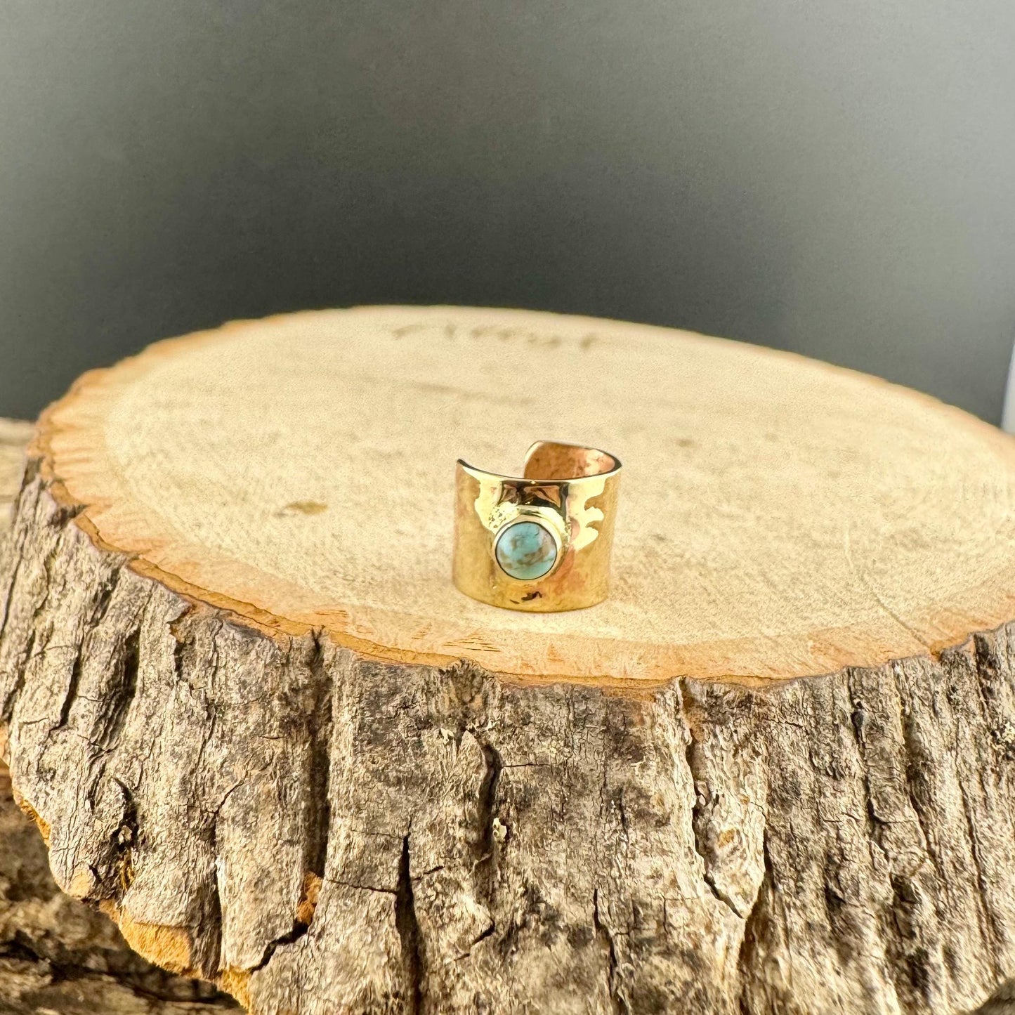 Turquoise Brass Ear Cuff | Wide Conch Band | No-Piercing Earring