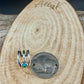 Sterling Silver Turquoise Ear Cuff • No Piercing 3mm Cabochon Triple Row Design