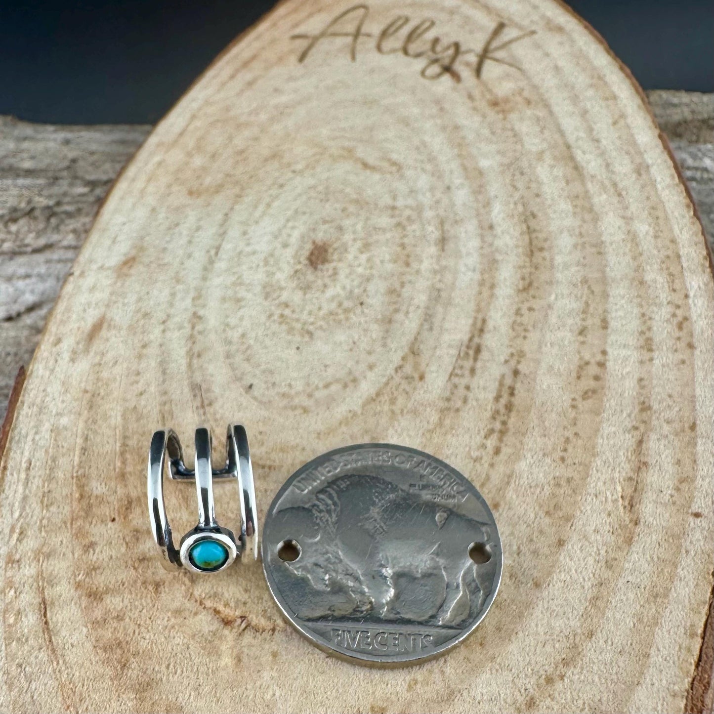 Sterling Silver Turquoise Ear Cuff • No Piercing 3mm Cabochon Triple Row Design