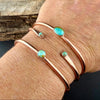 Kingman Turquoise Copper Cuff Bracelet Set • Hand‑Forged Stack of 3 Gemstone Cuffs