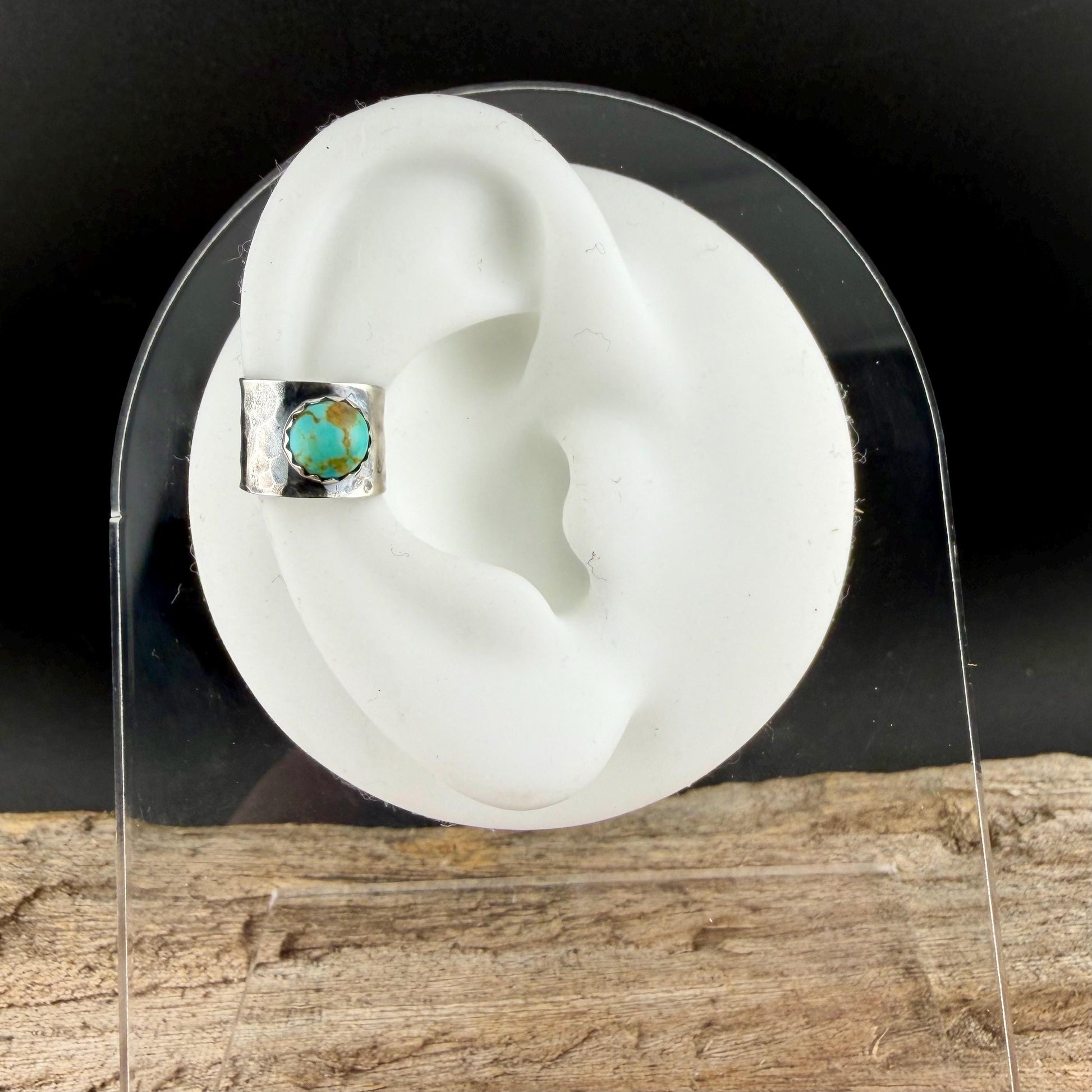 Turquoise 6mm Ear Cuff • Stylish Sterling Silver Faux Conch Wrap - No Piercing Required