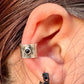 Sterling Silver 3mm Onyx Ear Cuff | Wide Conch Band | No-Piercing Earring
