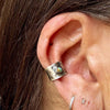 Sterling Silver 3mm Genuine Turquoise Ear Cuff • Wide Conch Band • No‑Piercing Faux Conch Earring