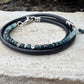Paraíba Blue Tourmaline Leather Wrap • Black 3mm Leather • Sterling Silver