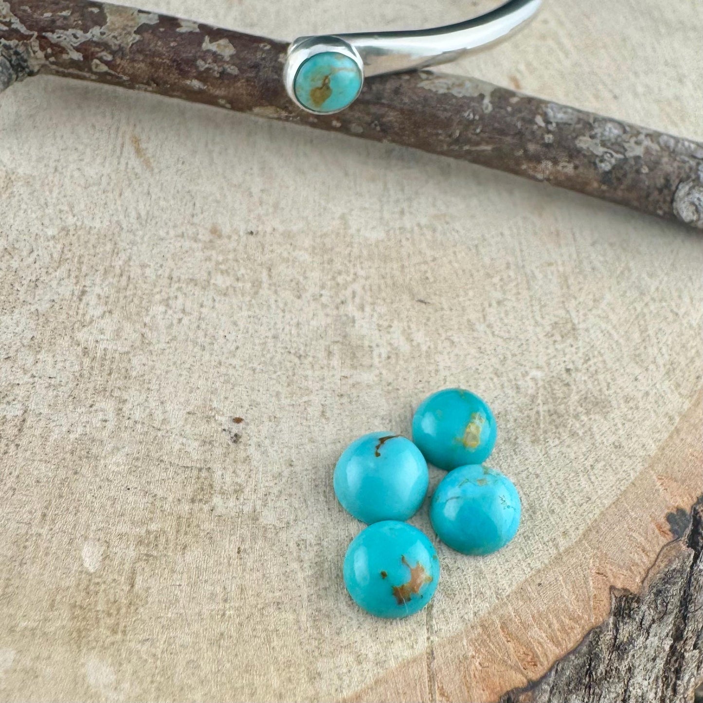 Sterling Silver Turquoise Cuff Bracelet • 6mm Kingman Double Bezel • Reverse Design